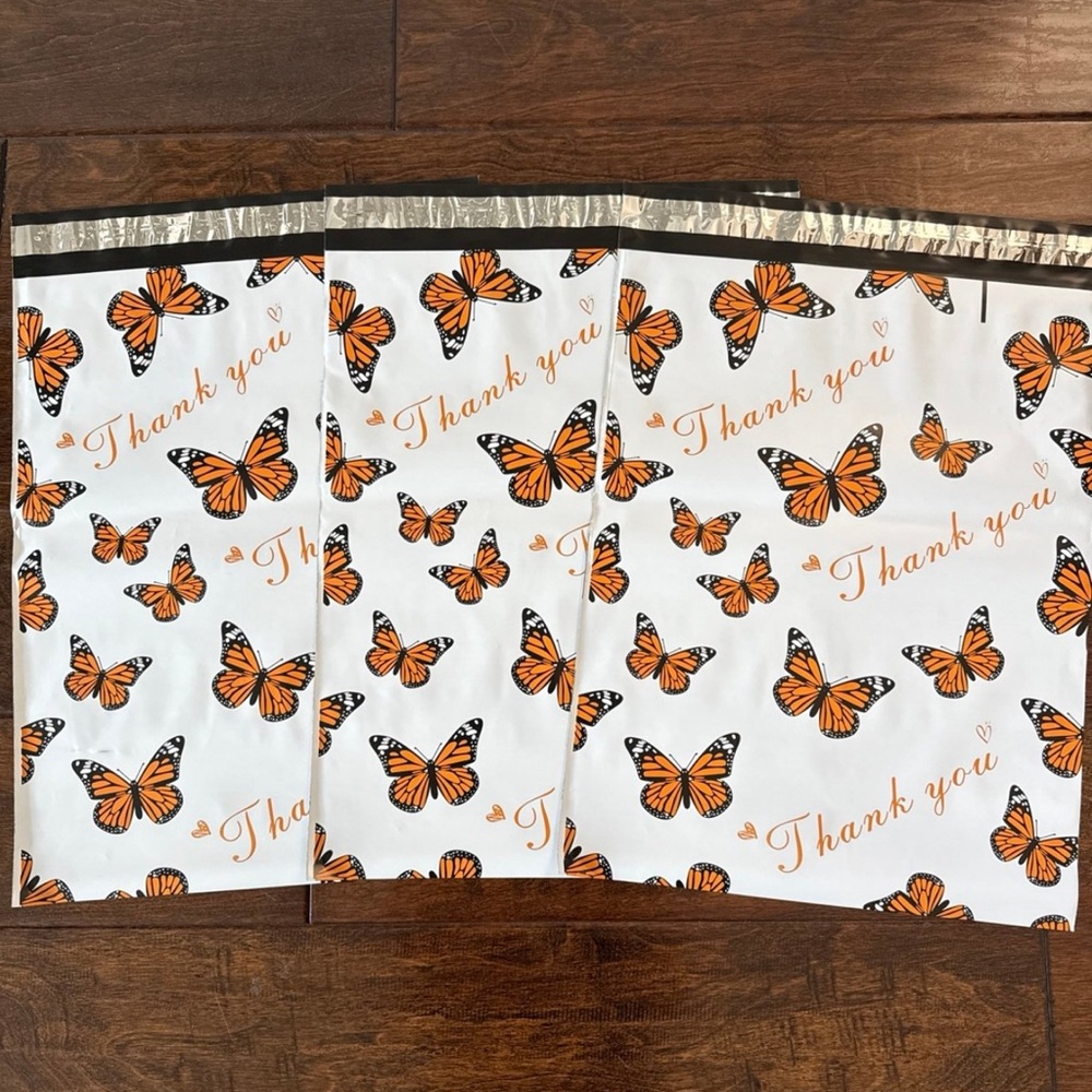 20 Pack - 12x15.5” Large Beautiful Thank You Butterfly Poly Mailers